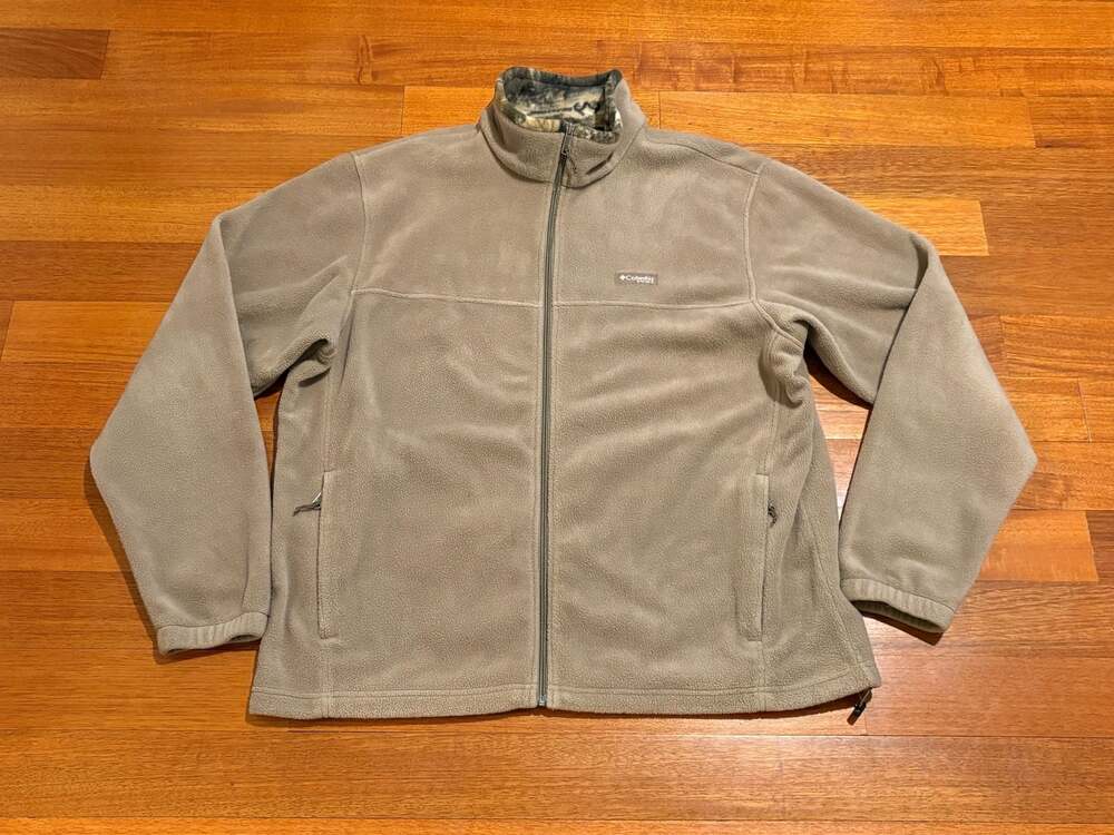 Columbia PHG Full Zip Fleece Jacket Tan Camo Collar Men's Size XL